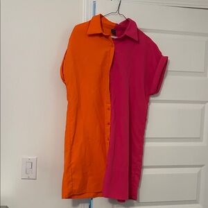 SHEIN Orange and Pink Mini Dress